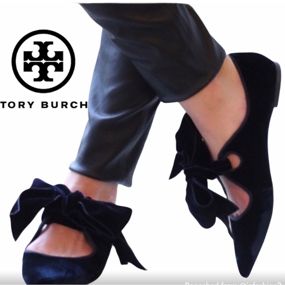 Tory Burch Clara velvet bow flats